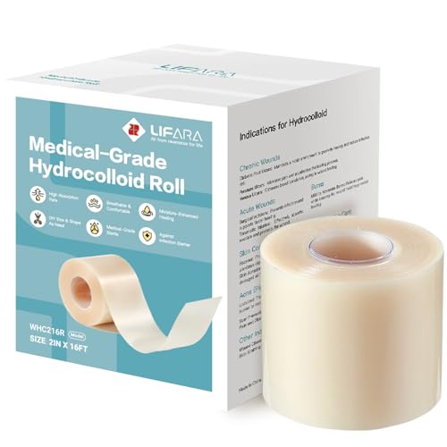 LIFARA Hydrocolloid Roll for Wound Care - Cut-to-Size, Extra Large Hydrocolloid Patch Bandages with Self-Adhesive, Ultra Absorbent, Flexible & Waterproof, First Aid Kit Essential (2in*16ft)|B0DS93WY6R
